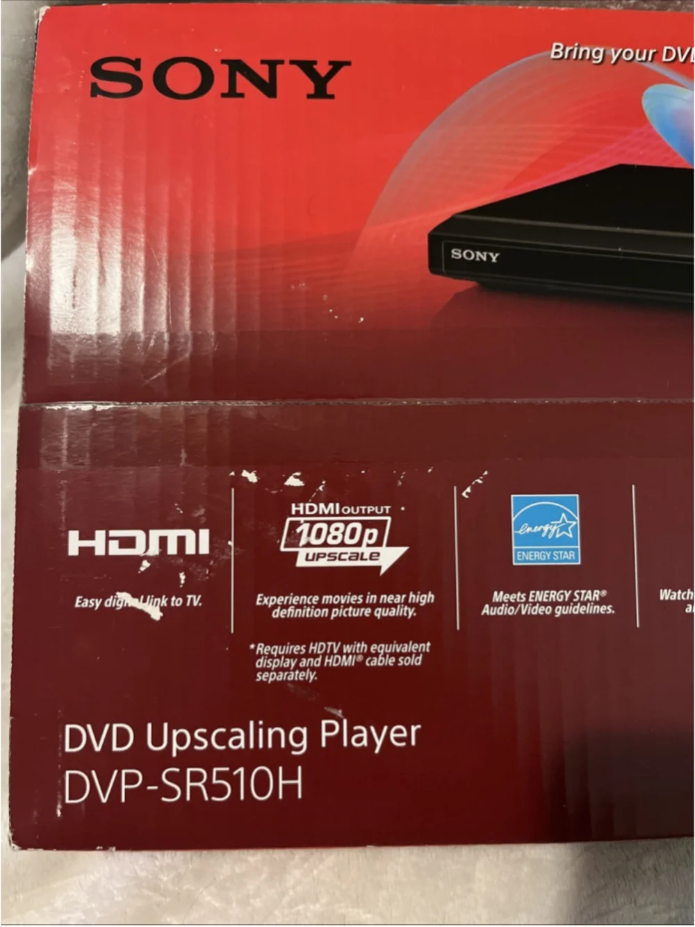 Sony DVP-SR510H Upscaling CD DVD Player HDMI Out with Remote, AV & HDMI Cables